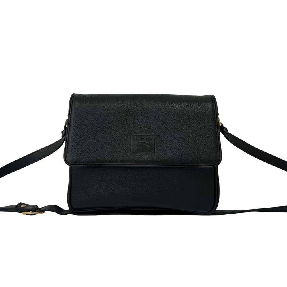 Burberrys Vintage Shadow Horse Logo Nova Check Pattern Leather Shoulder Bag, ...